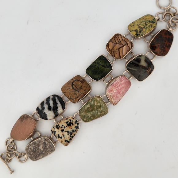 Jewelry - Sterling Double Row Multi-Stone Bracelet